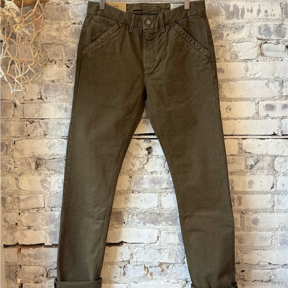 FREENOTE CLOTH 
WORKERS CHINO - 14OZ JAPANESE MILITARY SLUB CANVAS - ARMY GREEN